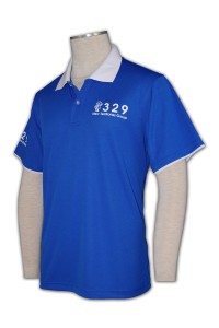 P256 短袖polo恤訂造 短袖polo恤印製     海藍色撞色領白色